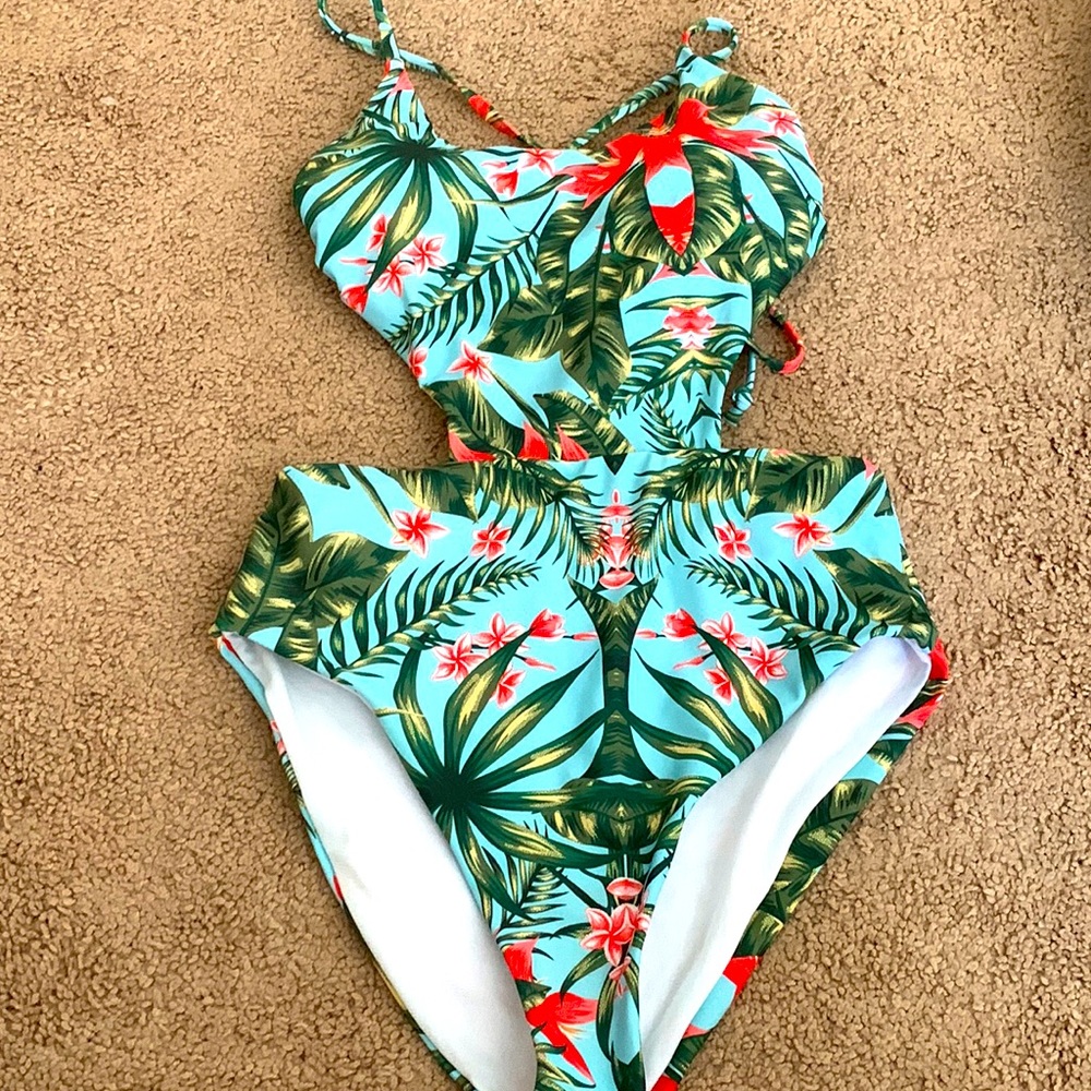 stevie hender blue one piece swimsuit